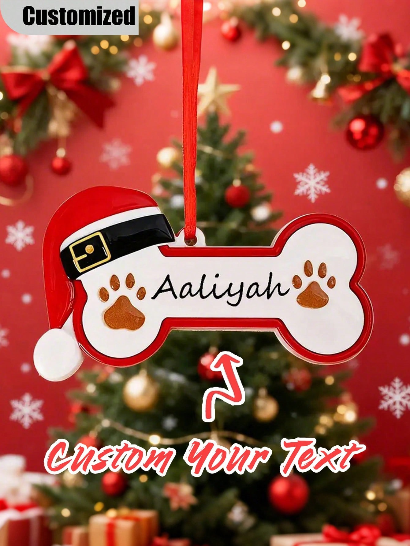 Personalized Christmas Decorations—Custom Dog Bone Christmas Ornaments